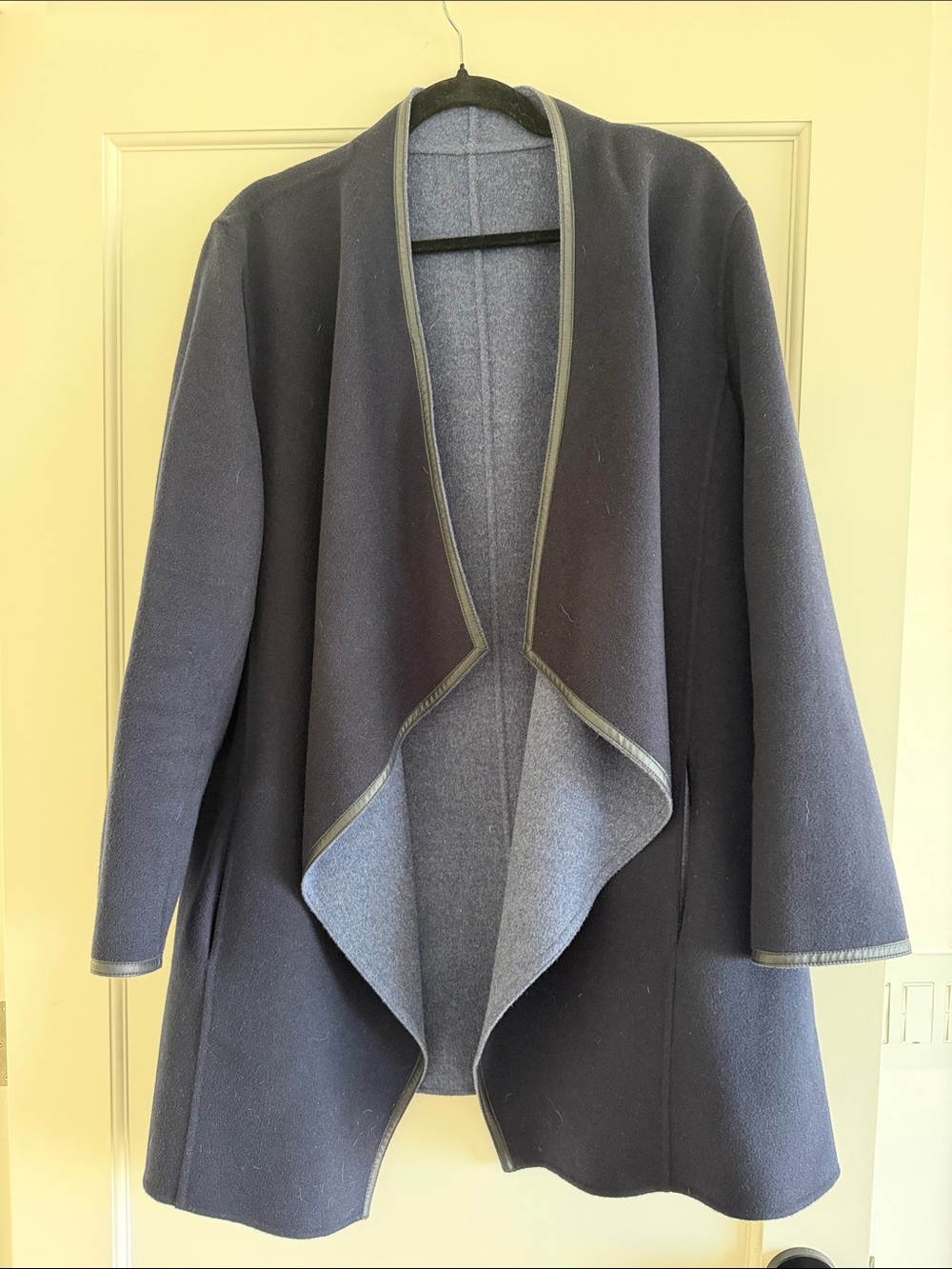 Lafayette 148 New York Navy Reversible Open-Front Cape Coat